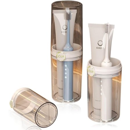 ING 2-osainen hammasharjateline kannella, matkahammasharjan ja hammastahnan säilytyslaatikko, ihanteellinen yrityksille ja kouluille, puoliläpinäkyvä 