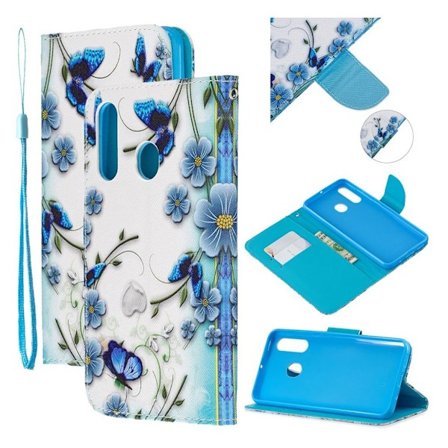 Wonderland Samsung Galaxy A60 kotelot - Sininen Kukka ja Perhonen