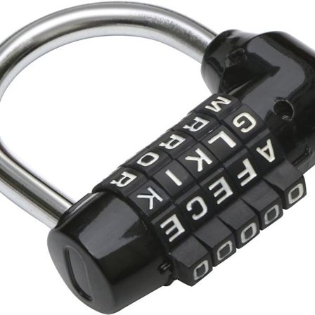 TRIXES bogstavkombination hængelås med 5 bogstaver sort -