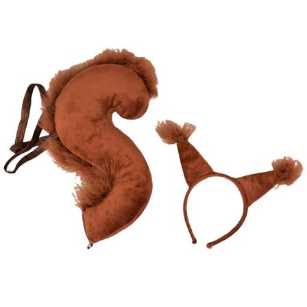 Sinknap 1 Set Squirrel Pannband Svans Lovely Funny Headpiece Long Tail Performance Props Cross-dressing Accessoarer Hårbåge Halloween Kostym Cosplay 
