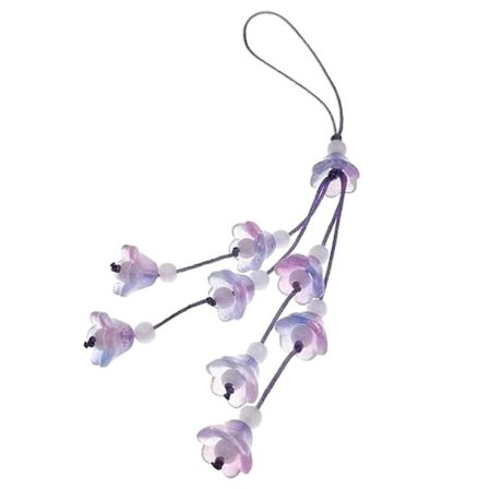 Y2k Telefon Charm Anheng Nøkkelring for Veske Mobiltelefoner Vintage Bell Orkideer Telefon Snørestropp for Kvinner Jentegave