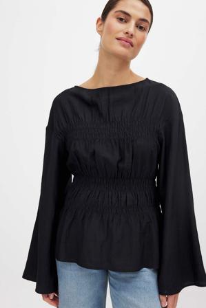 NA-KD Smocked Detail Blouse - Blouses - Noir - EU 38