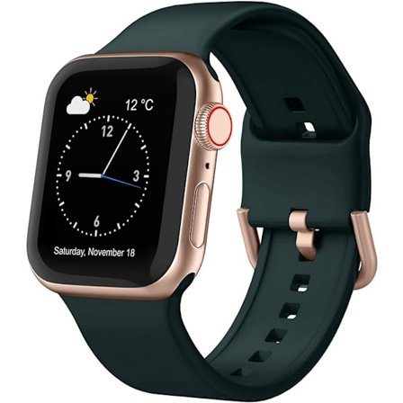 Apple Watch-armband i mjukt silikon, sportarmband, ersättningsarmband, lämpligt för hela Iwatch-serien (mörkgrön 42/44/45 mm)