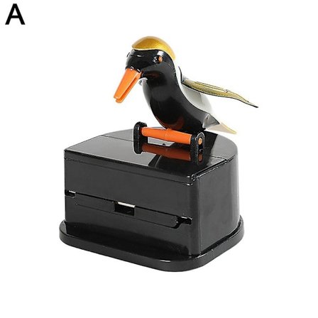 Sjov tandstikæskebeholder Tandstikholder til stue Hjemmefest(Sort fugl guldfarvede vinger)