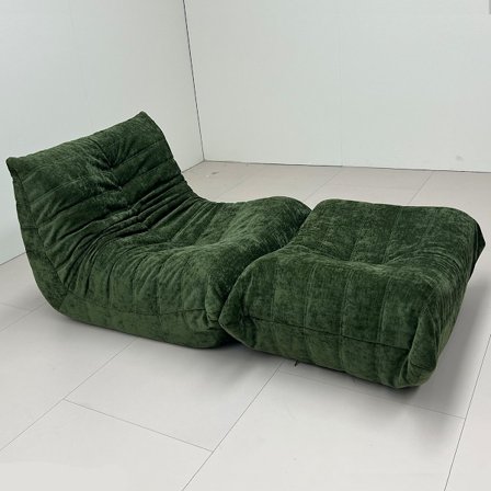 Ergonomisk Togo-Style Lounge Chair med matchande fotdyna - Foliage Green - No-Assembly Single Sofa