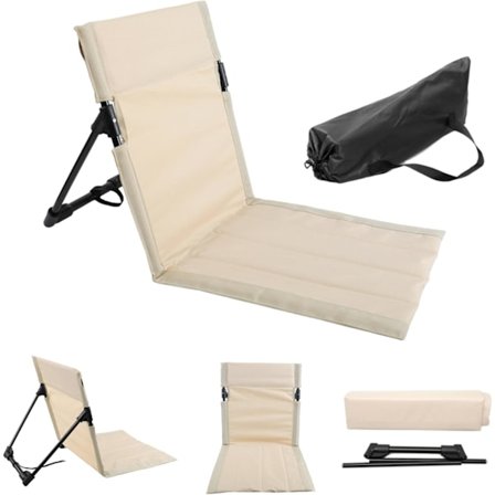 Foldbar strandstol med ryglæn, et-trins opsætning, havemadras (beige)