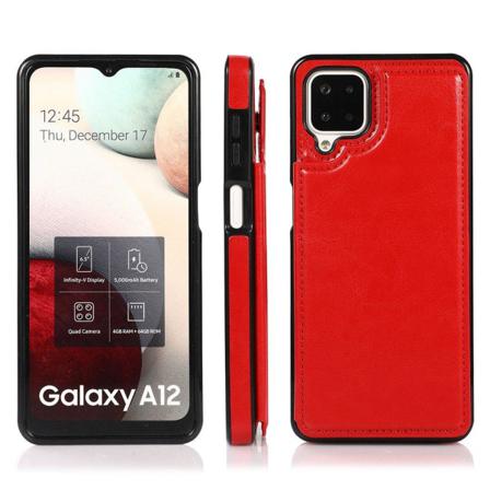 Samsung Galaxy A12 - Skal Med Korthållare Röd