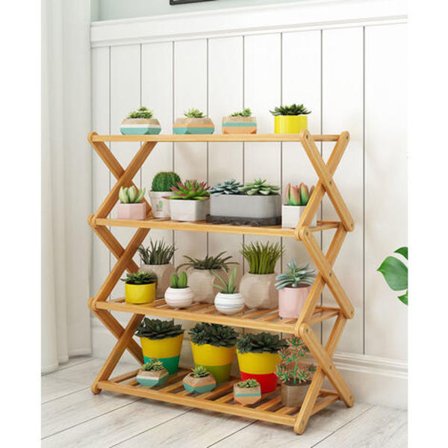 3-trinns sko-stativ, sammenleggbart bambus sko-stativ, egnet for hjem, stue, balkong 60 cm lengde