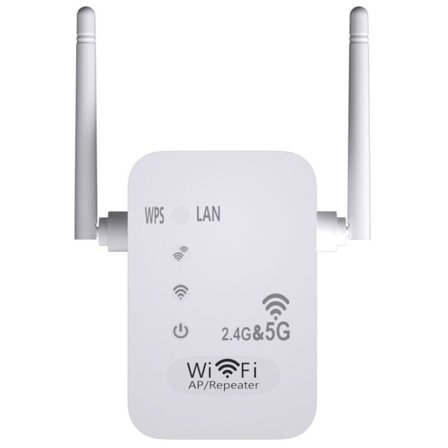 5G + 2.4G 1200Mbps Trådløs WiFi Repeater Dobbelt Antenne Signalforstærker Lang Rækkevidde Extender..DEBUNS