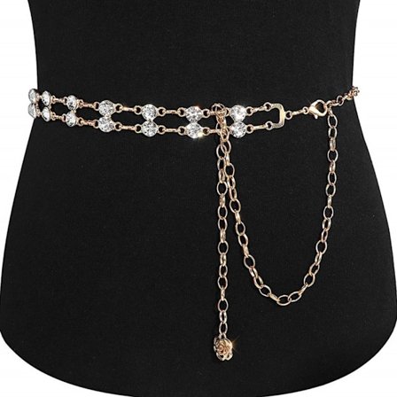 Rhinestone Metal Chain Belte Luksus Tynn linning GULL