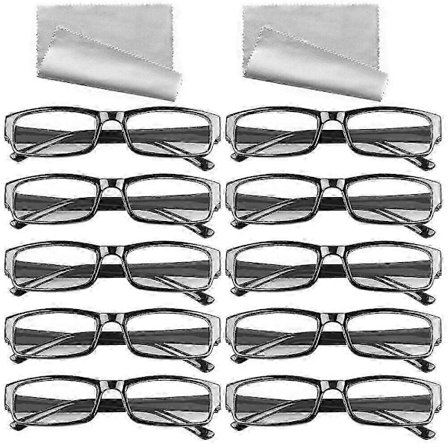 10/20 par læsebriller, sort, 1,0 til 4,0 grader, unisex, DE10/20 par læsebriller, sort