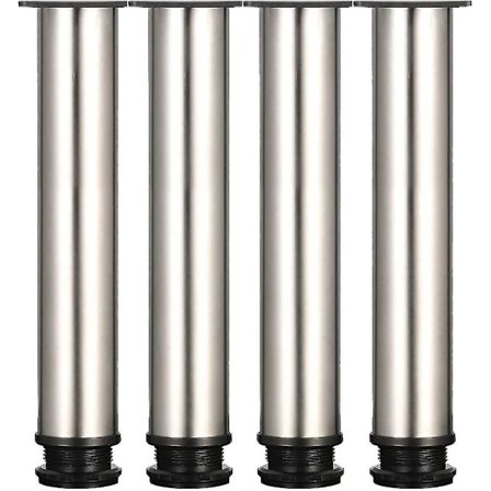 4 Justerbare Ben 300mm Højde Tykke Skab Ben Bord Ben Møbel Ben, Børstet Rustfrit Stål, Justerbar Højde 0-15mm Leveres Med Rustfrit Stål