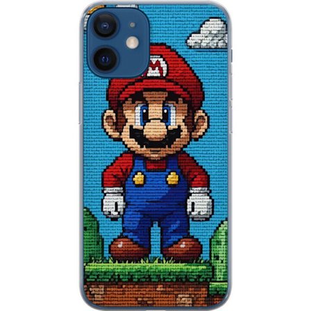 Kompatibelt Mobildeksel til Apple Apple iPhone 12 Super Mario plakat Nintendo retro spillkarakter 8bit piksel kunst klassiskt spillhelt mural design