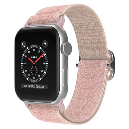 Elastiskt Nylonarmband Apple Watch Series 10 46mm Glitter Rosa