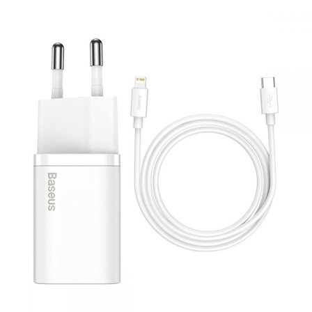 BASEUS - Super Si Network Charger 20W + Lightning Kabel - Vit
