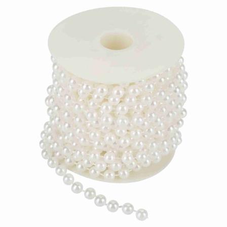 10m/rulle slibning perletrådperler Guirlandestreng DIY Bryllupsdekoration 8mm (hvid)