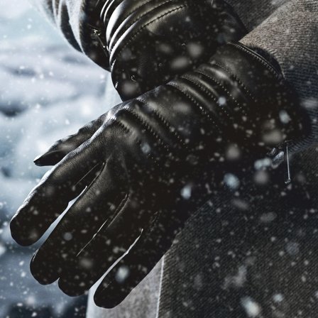 Gants en cuir côtelé marron pour écran tactile pour hommes - Gants pour l'hiver