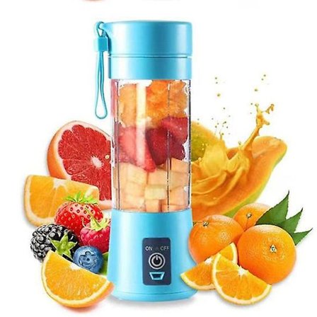 (Blå) Bärbar Smoothie Blender, Personlig Blender med 6 3D Blad, USB Laddningsbar Juicer, för Hom