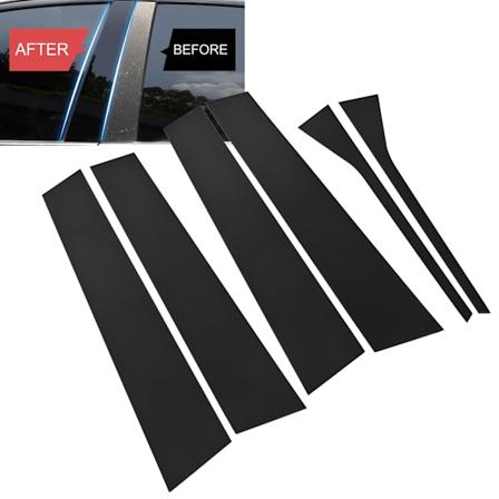 6 stk Side Dørvindu Deksel Blank Svart Speil Effekt Pilarposter Dekal Trim Sett for Sedan 2005.5‐2011