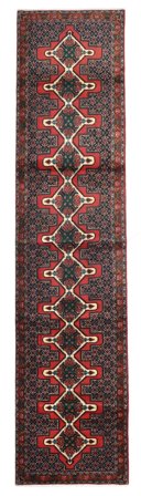 Senneh Rug 91X398 Runner Dark Red/Red Wool, Persia