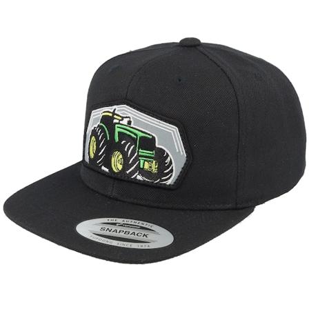 Kiddo Cap - Kids Big Tractor Grey Patch Black Snapback Snapback Black Cap - @ Hatstore