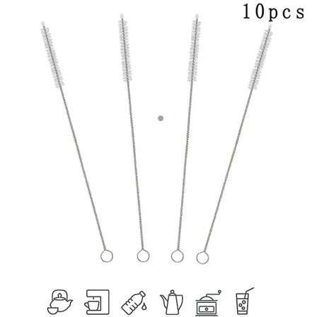 Rengöringsborstar för kaffemaskiner: Set med 10 små, smala borstar för mjölkslangar, sugrör, kylskåp och flaskor.