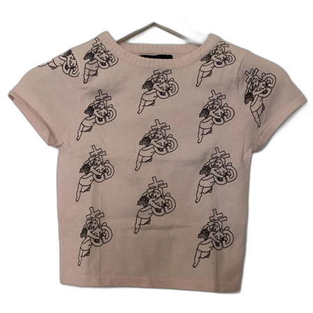 Drop Dead ängel stickad T-shirt
