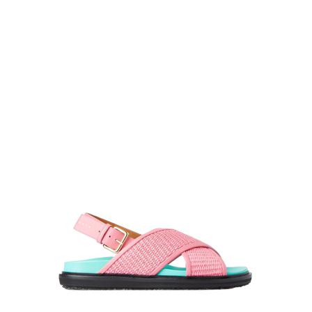 Marni, Fussbett Cross Sandals Roze, Dames, Maat:39 EU