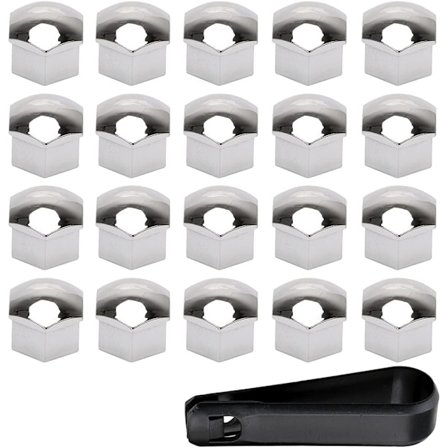 20 stk 21mm bilhjulmutterlokk (sølv) sekskantet dekkhjulbolt