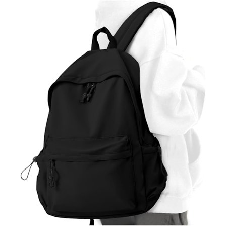 Svart Skolesekk, Søt Ryggsekk for Skoleungdom Jenter Gutter, Casual Ryggsekk, Lett Dagstursekk-C-svart