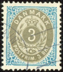 Danmark - Tofarvet øremærke - AFA 22Cy - Stemplet