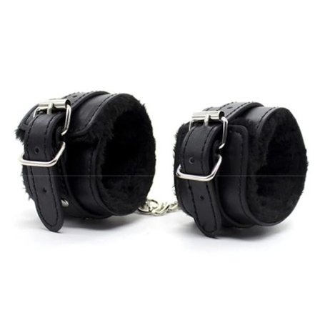 Plysch PU Läder Handbojor Svart Mjuk Justerbar Par Rollspel Spelrekvisita 1 Par