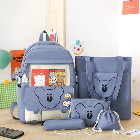 Studenter skolesekk barneskole sekk jente tre en liten frisk ryggsekk videregående elev stor kapasitet ryggsekk-blå