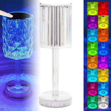 Krystal LED-lampe 16 farver Fjernbetjening Touch Genopladelig flerfarvet