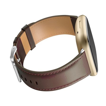Läderarmband Kompatibelt med Fitbit Versa 3/Fitbit Sense 2/Sense, Äkta Läder Elegant Ersättningsband, Brun