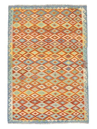 Handgewebt Kelim Afghan Old Stil Teppich 170X252 Braun/Grün