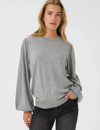Kaffe Kalone Pointelle Pullover - Grey - XL
