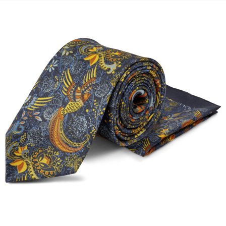 Blue Silk Necktie and Pocket Square for Men - Pocket Square Sets