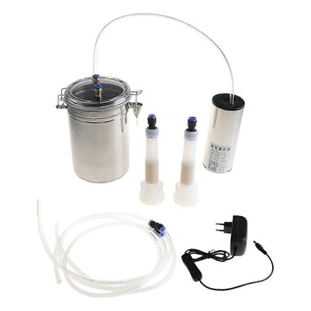 /NN/Holdbar 2L Elektrisk Pulserende Malkemaskine i Rustfrit Stål med Justerbar Sugekraft Gede Får Malkespand til Gård EU Kvæg