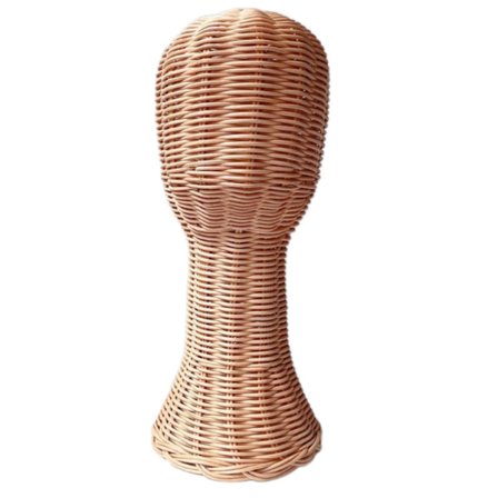 Elegant hat- og parykholder i flettet rotting, mannequin-hoved, hovedbeklædningsudstillingsstativ til modeentusiaster