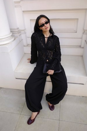 NA-KD Pantalon coupe ballon à cordon de serrage - Pantalons à taille haut - Noir - XS