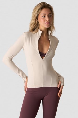 ICANIWILL - Nimble 1/2 Zip Long Sleeve W Stone Grey - Langermet - Dame - ICIW