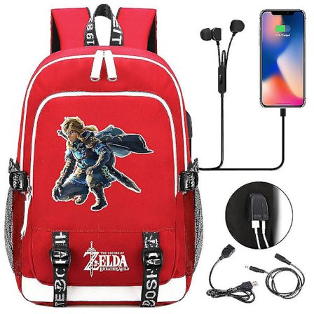 Tears Of The Game Zelda Kingdom USB Skolväska för tonåringar - Unisex Casual Sportryggsäck för grundskole- och gymnasieelever