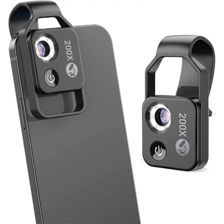 200x Forstørrelseszoom, Nanozoom Mobiltelefonlinse, Telefonmikroskop med Cpl-linse/LED-lys, Den Bedste Bærbare 200x, Linse