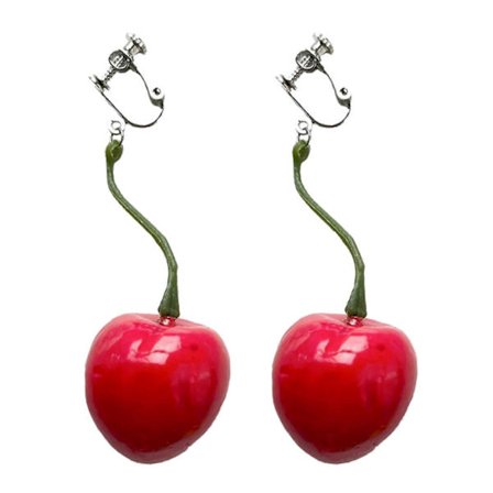 Håndlagde kirsebærfrukt-øredobber som passer for jenter og tenåringer, lette søte frukt-øreklips