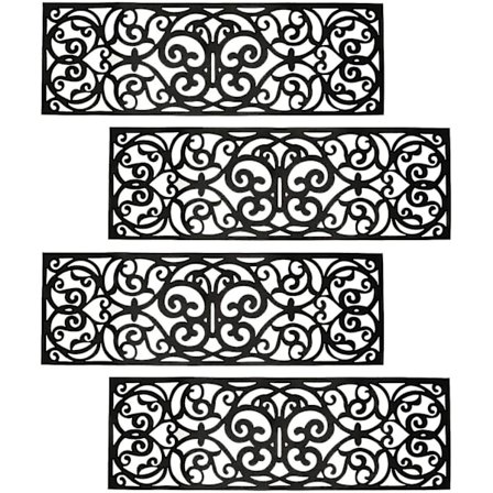 4-pak Gummi Trappetrin, Skridsikker Trappetrin, Gummi Rulle Dørmatte Til Udendørs, Indendørs, Indgang, Trapper (29 "x 9.5")