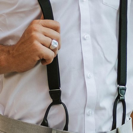 Bretelle sottili nere con fermaglio per bottoni per uomini - Bretelle per bottoni