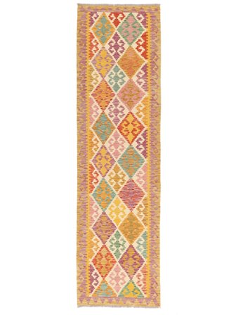 Handgewebt Kelim Afghan Old Stil 81X290 Wollteppich Orange/Braun Klein