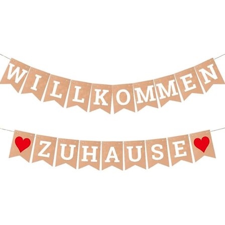 Välkommen Hem-banner, Välkommen Garland Fr Dekoration Familjefest Välkommen Hem-banner Med 19st Vimplar Och 3m Jute-rep*2