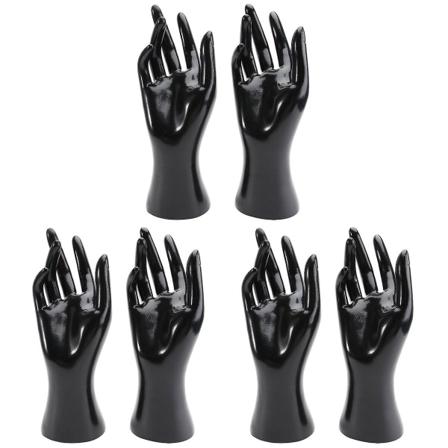6 stk. Kvinder Mannequin Hånd Plast Hånd Model Kreativ Ringe Stativ Smykker Display Stativ (sort) 6 pcs 23*9*7.5cm